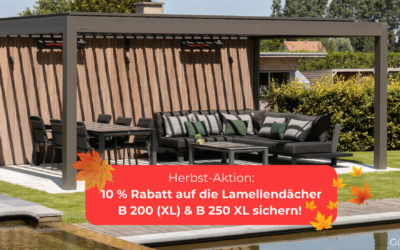 10 % Rabatt auf ausgewählte Brustor Lamellendächer!